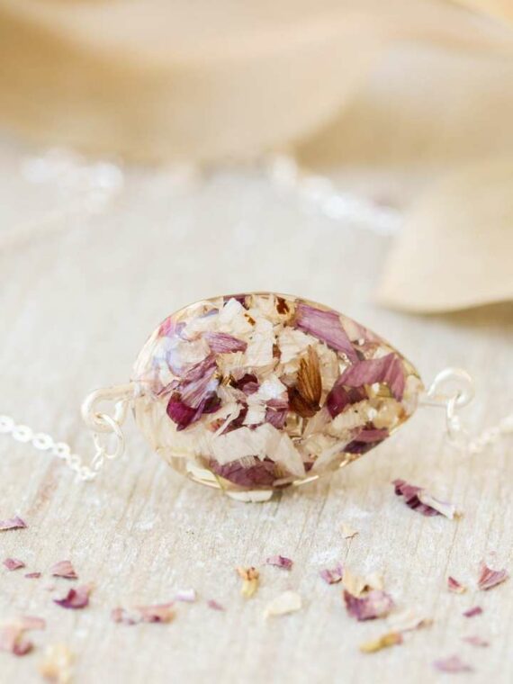 Funeral Flower Keepsake Bracelet – Memorial Jewelry with Real Preserved Flowers