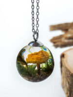 Woodland Inspired Necklace with Dried Mushroom and Moss