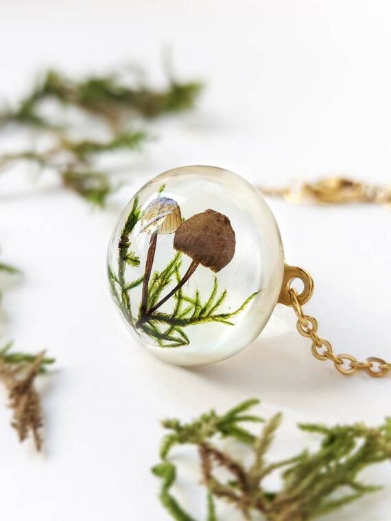 Real Mushroom Terrarium Bracelet with Moss for Nature Lovers