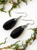 Dark Cottagecore Mushroom Earrings - Black Teardrop Earrings