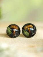 Real Mushroom Resin Earrings - Boho Minimalist Earrings Post