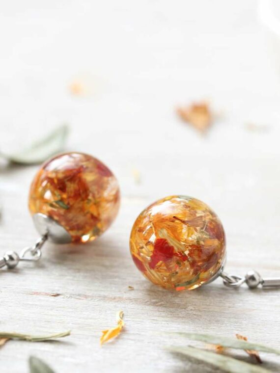 Bridal Bouquet Earrings Dangle | Flower Preservation Jewelry