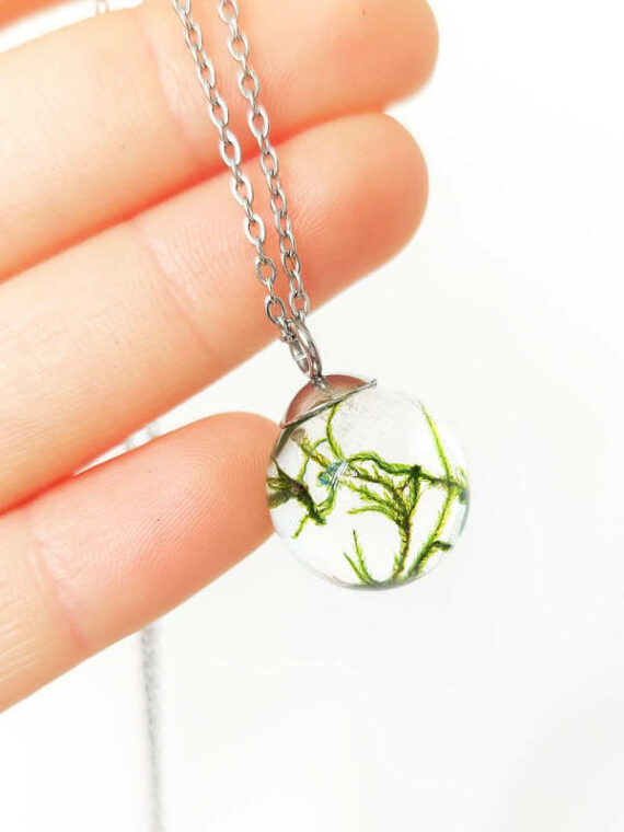 Botanical necklace, Real plant necklace, Moss jewelry, Nature inspired gifts, Terrarium necklace, Woodland necklace, Gift for him or her