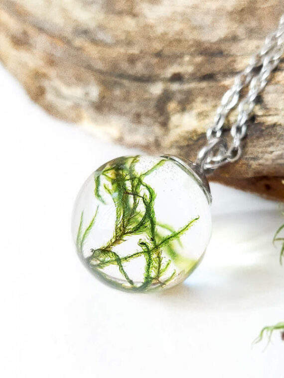 Botanical necklace, Real plant necklace, Moss jewelry, Nature inspired gifts, Terrarium necklace, Woodland necklace, Gift for him or her