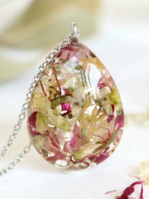 Flower Preservation Wedding Resin Necklace – Custom Keepsake with Your Real Flowers