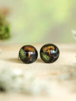 Real Mushroom Resin Earrings - Boho Minimalist Earrings Post