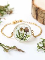 Real Mushroom Terrarium Bracelet with Moss for Nature Lovers