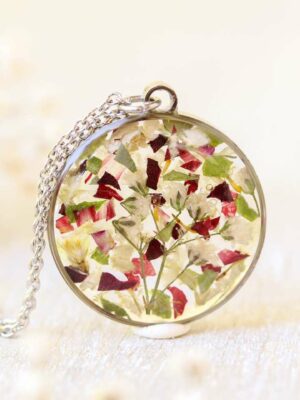 Memorial Flowers Necklace – Preserved Flower Keepsake to Honor a Loved One