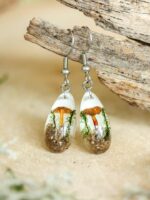 Real Mushrooms Teardrop Terrarium Earrings, Nature Lovers Gifts