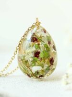 Bridal Bouquet Preservation Necklace – Custom Teardrop Pendant with Your Pressed Flowers