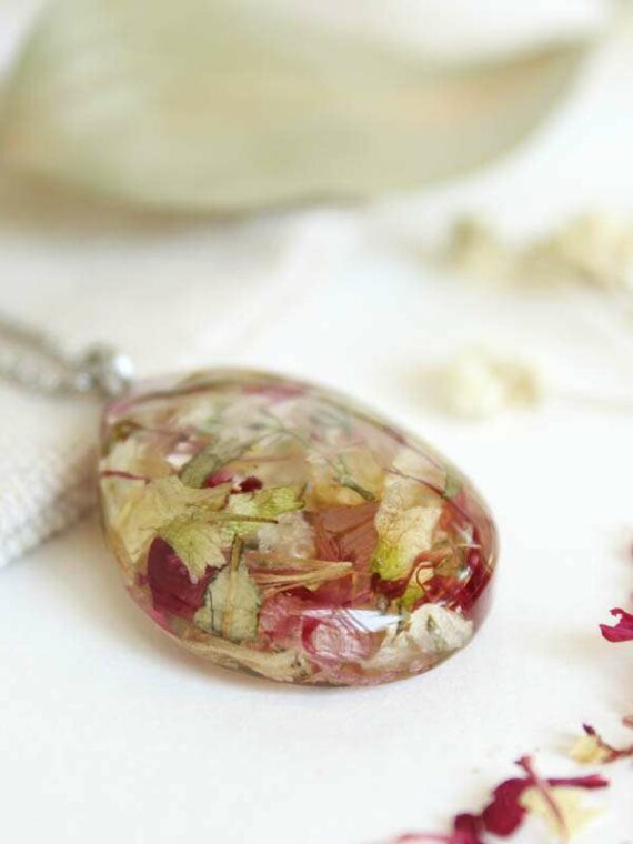 Flower Preservation Wedding Resin Necklace – Custom Keepsake with Your Real Flowers
