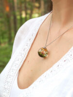 Real Fungi Necklace with Tiny Rose – Terrarium Resin Necklace